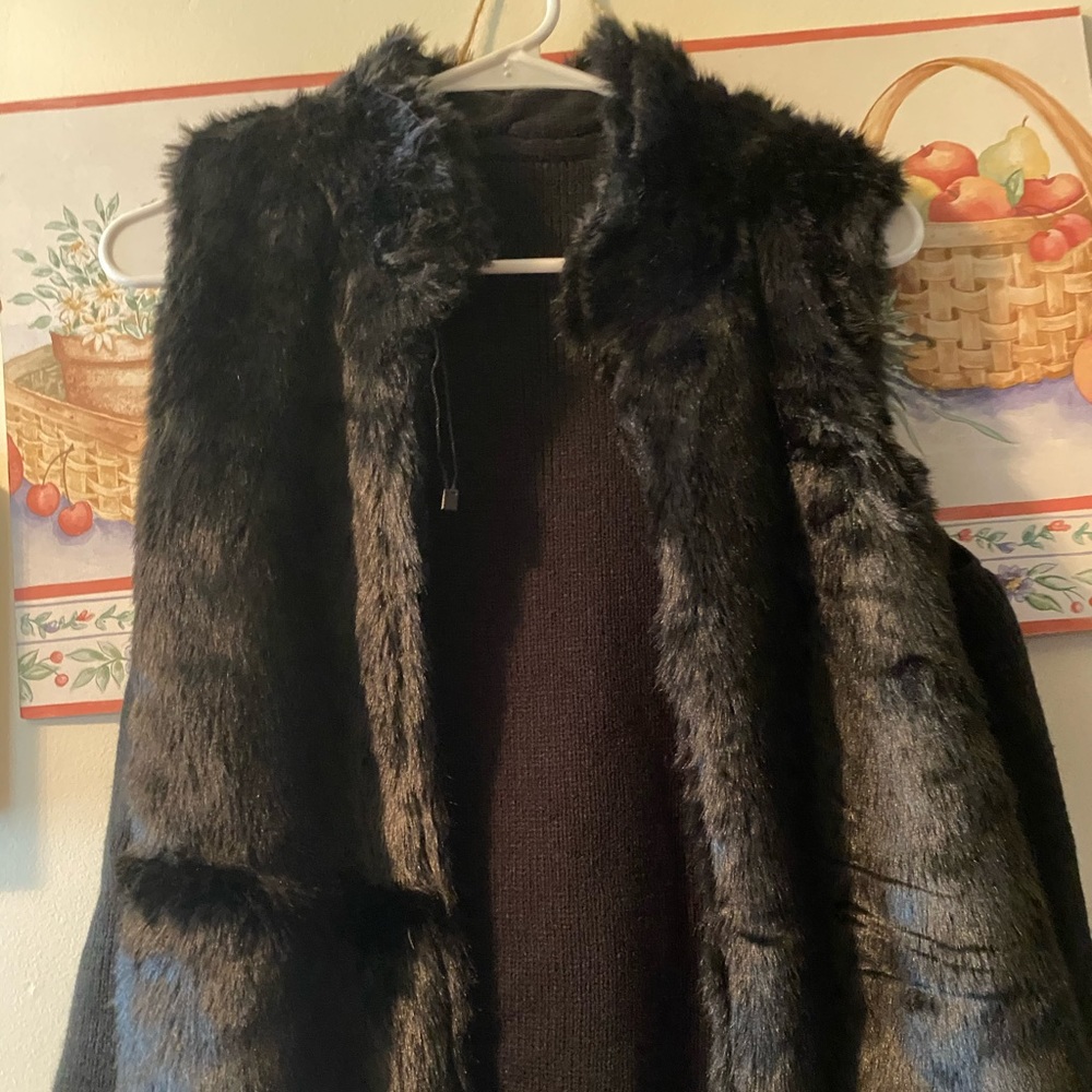 New York & Company Faux Fur Sweater Vest